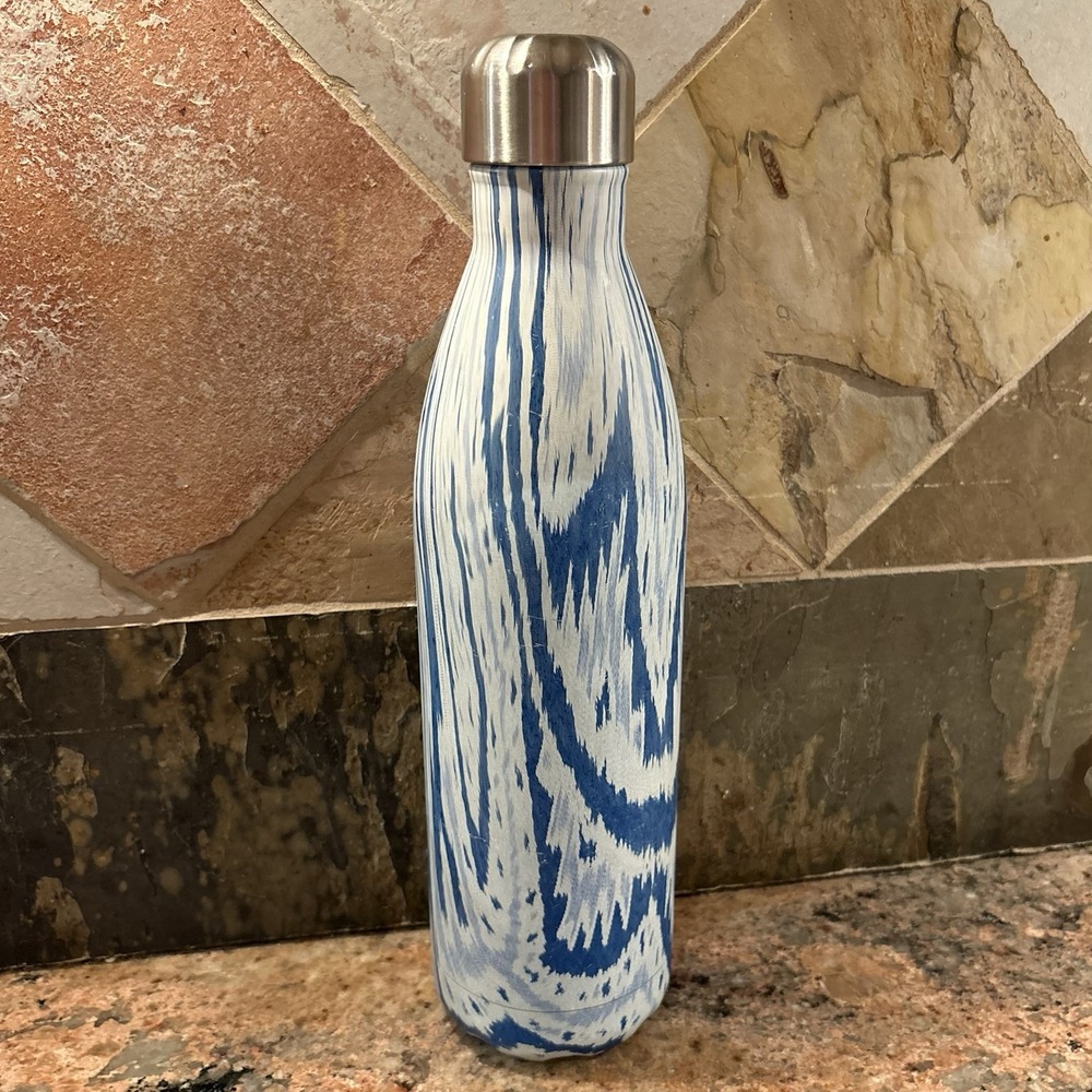S'well 25oz Blue White Marble Stainless Steel Insulated Water Bottle 750ml